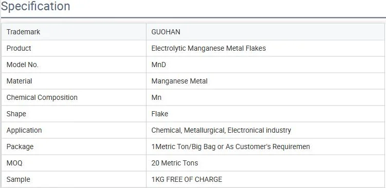 99.7% 99.85% 99.9% Manganese Mn 99.7 Metal Flake Electrolytic Manganese Flakes